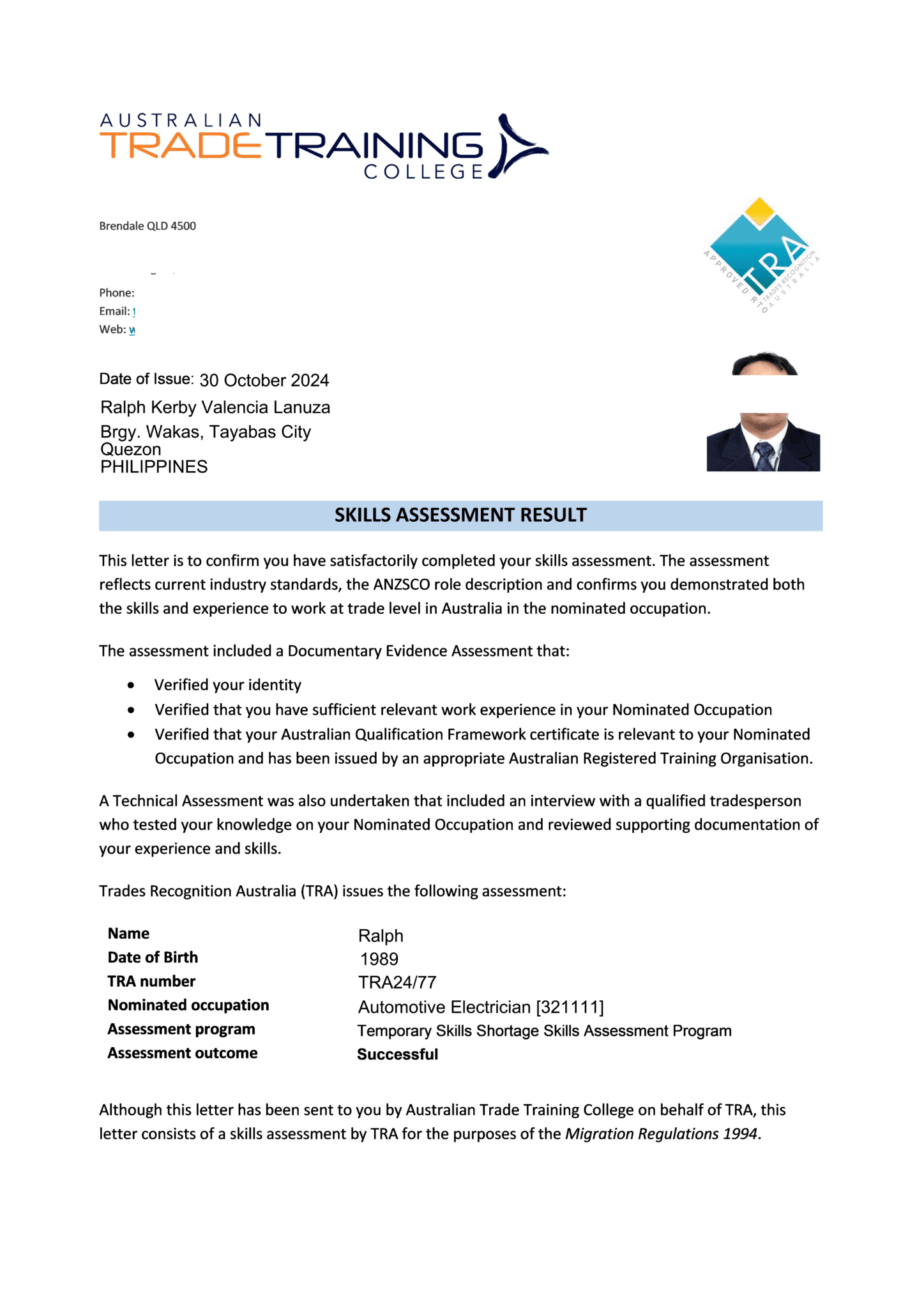 Automotive electrician skills assessment approved for Australian automotive industry visa